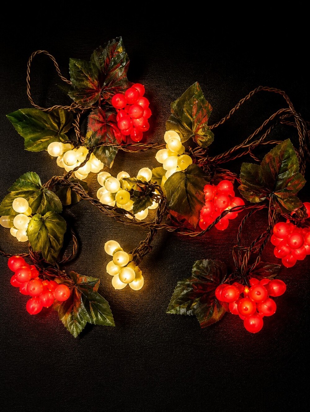 Vintage Grape Cluster String Lights Rustic Vineyard Winery Kitchen Garland Decor